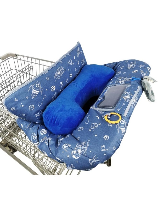 DODO NICI Shopping Cart Cover for Baby/Toddler, Cozy High Chair Cover, Blue Spaceship - Image 1